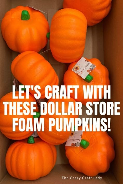 Foam Pumpkins Dollar Tree, Foam Pumpkins Crafts, Decorated Foam Pumpkins, Faux Pumpkins Diy, Faux Pumpkins Decorating, Dollar Tree Fall Crafts 2023, Foam Pumpkin Decorating Ideas, Foam Pumpkin Crafts, Yarn Pumpkins