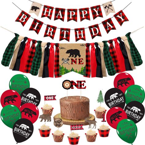 PRICES MAY VARY. Burlap IT'S A BIG DAY! Why not have the lumberjack one birthday party adventure at home? we have selected the most popular lumberjack one party decoration supplies for you,all you need are in a pack set. Package include: 1 x HAPPY BIRTHDAY banner, 1 x lumberjack one highchair banner, 1 x one cake topper, 12 x Latex balloons, 10 x Cupcake toppers. HIGH QUALITY - Lumberjack One Banner was made of premium light weight burlap and hand strung on. The cupcake topper and one cake smash Buffalo Plaid First Birthday, Buffalo Plaid Birthday Party, Deer Birthday Party, Lumberjack First Birthday, One Highchair Banner, Small Birthday Parties, Forest Birthday Party, One Cake Topper, Birthday Photo Banner