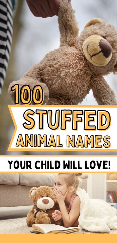 These teddy bear and stuffed animal name ideas will help your child choose the perfect name for their new stuffed friend! This stuffed animal name generator is to the rescue! Teddy Names Ideas, Cute Stuffed Animals Names, Stuff Animal Names Ideas, Build A Bear Names Ideas, Cute Names For Stuffed Animals, Stuffed Animal Names Ideas, Animal Name Ideas, Cute Names For Plushies, Stuffie Names