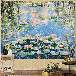 Yeoiat Water Lilies Tapestry Monet Wall Tapestry for Bedroom Nature Plant Tapestry Art Tapestry Wall Hanging for Living Room Bedroom Water Lilies 70×90 Inches Monet Tapestry, Plant Tapestry, Bedroom Nature, Wall Tapestry Bedroom, Tapestry For Bedroom, Large Tapestry, Large Tapestries, Tapestry Bedroom, Pond Design