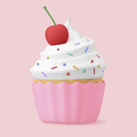 Birthday Cake Sticker, Food 3d, Cake Sticker, Cupcake Illustration, Birthday Graphic, Cupcake Drawing, Dessert Illustration, Cupcake Images, Cupcake Birthday