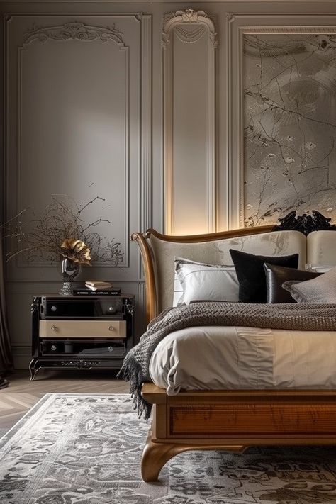 Traditional Luxury Bedroom, Luxury Hotel Bedroom Master Suite, Classical Bedroom Design, Old Money Bedroom Aesthetic, Bedroom Classic Luxury, Classical Bed, Classic Luxury Bedroom, Luxury Bedroom Design Master Suite, Luxurious Bedrooms Master