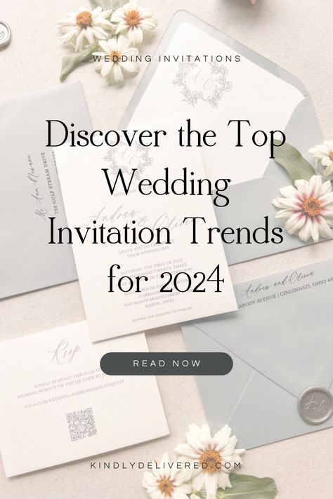 Get inspired for your 2024 wedding with the latest trends in invitation design. From bold and maximalist designs to delicate calligraphy, find the perfect invite cards to set the tone for your special day. Create an unforgettable experience and show off your style with a one-of-a-kind fall wedding invitation today! Latest Wedding Invitation Cards, Wedding Invitation Theme Design, 2023 Wedding Stationery Trends, Invitation Card Business, Trending Wedding Invitations 2023, Latest Wedding Invitations Design, Types Of Wedding Invitations, Unique Wedding Invitation Ideas, Unique Invitation Card