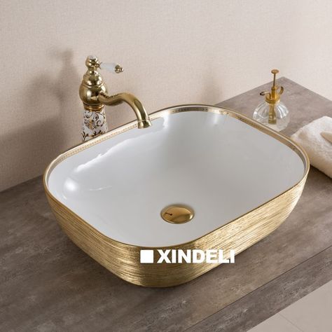 Gold Bathroom Sink, Bathroom Ceramic, Basin Bathroom, Sinks Bathroom, Bathroom Luxury, Gold Bathroom, Ceramic Hand, Bathroom Design Luxury, Gold Wash