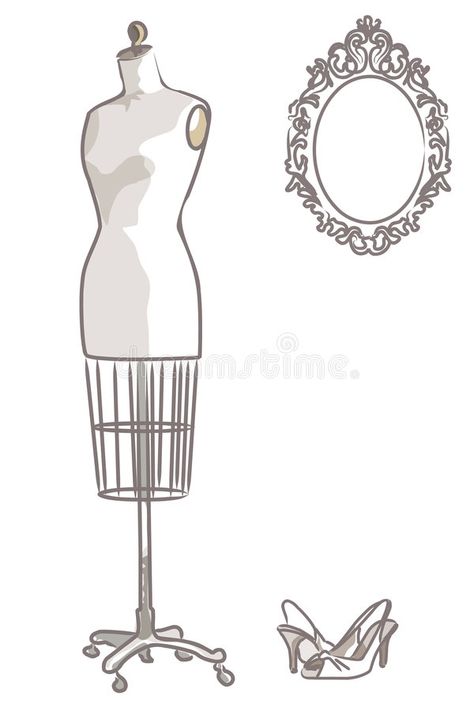 Mannequin Drawing, Dress Holder, Sewing Tattoos, Mirror Vector, File Illustration, Antique Dress Form, Fashion Mannequin, Vintage Dress Form, Form Drawing