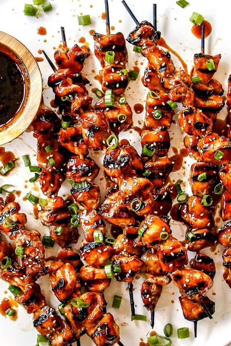 Teriyaki Chicken Kebabs On The Grill, Asian Chicken Skewers Grilled, Japanese Grilled Chicken, Japanese Chicken Marinade, Yakitori Chicken Skewers, Chicken Yakitori Recipe, Yakitori Grill, Yakitori Recipe, Yakitori Chicken