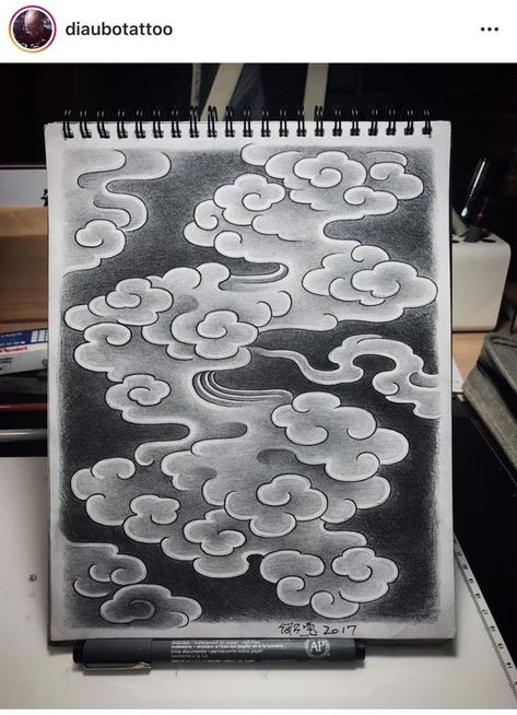 Japan Cloud Tattoo, Irezumi Clouds, Japanese Background Tattoo, Japanese Style Clouds, Japanese Cloud Tattoo, Japanese Clouds, Traditional Japanese Tattoo Flash, Japanese Snake Tattoo, Ink Link