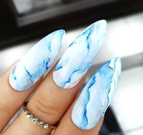 Custom Press On Nails, Marble Nails, Dream Nails, Best Acrylic Nails, Gel Manicure, Gorgeous Nails, Top 50, Perfect Nails, Blue Nails