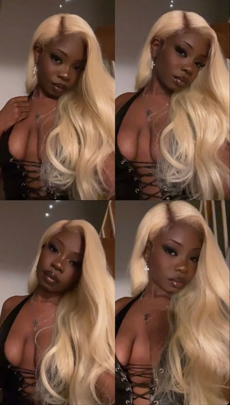 White Hair On Dark Skin, Platinum Blonde On Dark Skin, Hair Colors For Dark Skin Women, Platinum Blonde On Black Women, Blonde Bob On Dark Skin Women, Honey Blonde Wig Dark Skin, Coloured Wigs On Dark Skin, Blond Hair On Dark Skin, Dark Skin Blonde Wig