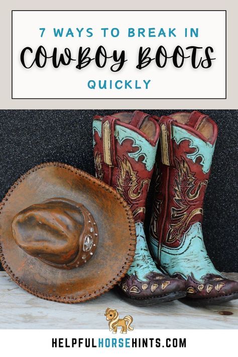 A good pair of cowboy boots will last a lifetime. Cowboy boots can be tough at first. If you want to break in your boots, you’ll need to work at wearing in the leather and making them mold to your feet. Here are some terrific tips for ways you can break cowboy boots in quickly without some of the blisters and pain in your feet. #way #to #outfits #boots #shoe #aesthetic #helpfulhorsehints How To Break In Cowboy Boots, How To Soften Leather, Boot Stretcher, Ashley Jackson, Buy Boots, Boots Store, Horse Riding Tips, Mens Cowboy Boots, Mens Cowboy