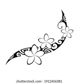 Islander Flower Tattoo, Polynesian Plumeria Tattoo, Tahitian Flower Tattoo, Simple Polynesian Tattoo Designs, Ohana Plumeria Tattoo, Plumeria And Turtle Tattoo, Pikorua Tattoo Maori, Small Maori Tattoo Woman, Polynesian Flower Tattoo Designs