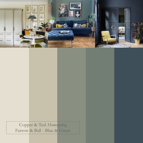 Green Color Palette Living Room, Blue Living Room Color, Sage Living Room, Farrow And Ball Living Room, Blue And Green Living Room, Living Room Colour Schemes, Sage Green Living Room, Living Room Color Combination, Room Color Combination