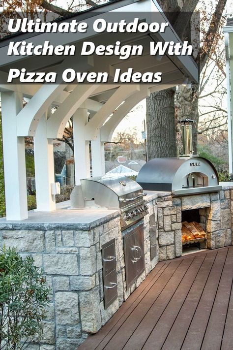 Discover the ultimate outdoor kitchen design with pizza oven ideas to elevate your backyard entertaining game! From sleek and modern to rustic and cozy, find inspiration for creating the perfect outdoor cooking space. Whether you're a grill master or pizza aficionado, these designs will take your outdoor gatherings to the next level. Corner Pizza Oven Outdoor, Built In Pizza Oven Outdoor, Outdoor Pizza Oven And Bbq, Pizza Oven Ideas, Outdoor Kitchen With Pizza Oven, Outdoor Cooking Fireplace, Oven Ideas, Rustic Outdoor Kitchens, Outdoor Cooking Spaces