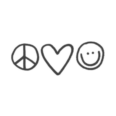 Bliss Tattoo, Peace Sign Tattoos, Happiness Tattoo, Peace Tattoos, Smile Tattoo, Peace Love Happiness, Poke Tattoo, Dope Tattoos, Hippie Art