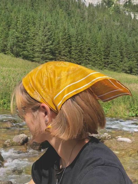 Headscarf Vintage, Yellow Mountains, Water Vacation, Fashion Hair, Hair Accessories, Yellow, Water, Hair