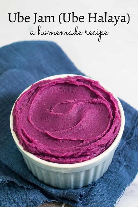 This ube jam recipe only requires 5 ingredients and is very easy to make. It can be eaten on its own or used as a base for other ube treats. #ubejam #ubehalaya #howtomakeubejam #ubejamrecipe #decoratedtreats Ube Jam Recipe, Easy Ube Recipes, Ube Jam Desserts, Recipes With Ube Jam, Ube Halaya Recipe Filipino Desserts, Ube Halaya Recipe, Ube Jam, Ube Ice Cream, Ube Recipes