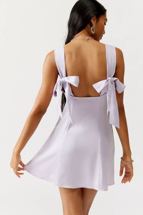 UO Bri Double Bow Satin Mini Dress | Urban Outfitters Amsterdam Pictures, Hoco Inspo, Silk Dress Short, Concert Fit, Impressions Vanity, Graduation Dresses, Double Bow, 16 Dresses, Concert Fits