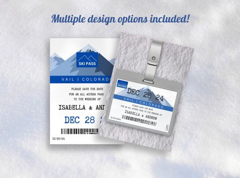 Ski Lodge Wedding, Ticket Save The Date, Easy Graphic Design, Bachelorette Themes, Wedding Colorado, Mountain Wedding Colorado, Wood Background, Custom Quotes, Mountain Wedding