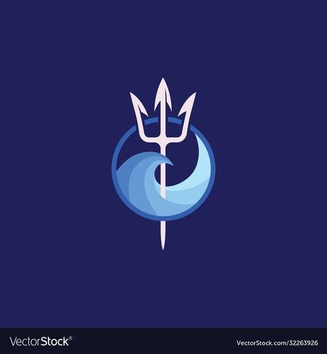 Poseidon Logo, Poseidon Symbol, Sea Symbol, Neptune Trident, Percy Jackson Tattoo, Trident Of Poseidon, Trident Tattoo, Pisces Tattoo Designs, Wave Vector