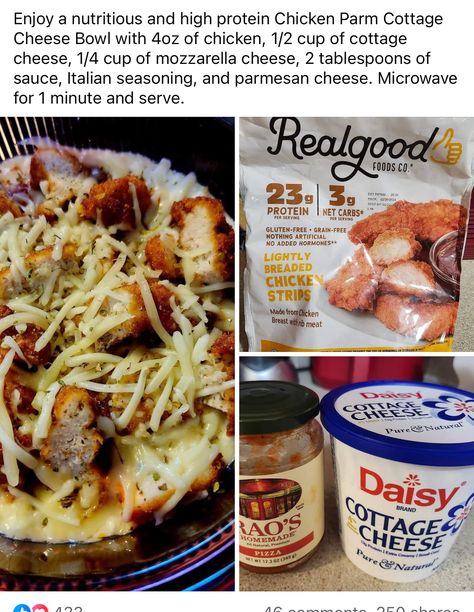 Cottage Cheese Chicken, Homemade Cheese Pizza, Breaded Chicken Strips, Cheese Bowl, Quick Healthy Lunch, Rib Meat, High Protein Meal Prep, Bariatric Eating, Cottage Cheese Recipes