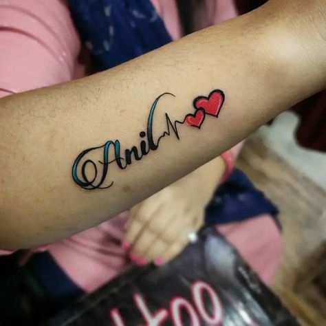 101 Best Name Heart Beat Tattoo Ideas That Will Blow Your Mind! - Outsons Anil Name Tattoo, Heartbeat Tattoo With Name, Heart Beat Tattoo, Heartbeat Tattoo Design, Tattoo Names, Heart Tattoos With Names, Tattoo Design For Hand, Heartbeat Tattoo, Tattoo Name