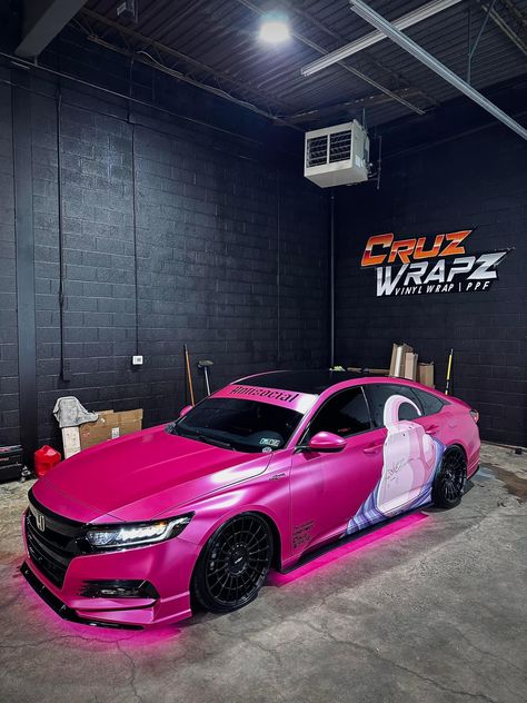 Pink Honda Accord, Pink Honda, Honda Accord Custom, Car Paint Repair, Vision Bored, Honda Accord Sport, Paint Repair, Car Wraps, Car Paint