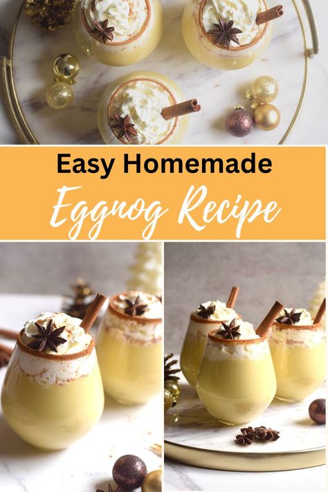 Easy Homemade Eggnog Recipe Healthy Winter Soups, Quick Holiday Appetizers, Homemade Eggnog Recipe, Elegant Cocktails, Winter Soups And Stews, Alcoholic Eggnog, Winter Dinner Ideas, Traditional Christmas Desserts, Eggnog Drinks