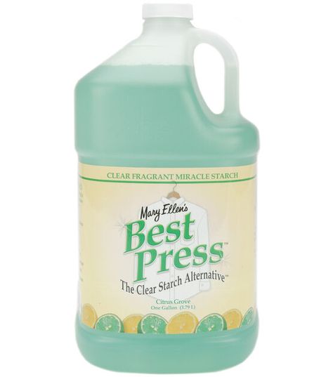 Mary Ellen's Best Press Gallon | JOANN Ironing Spray, Spray Starch, Best Press, Sewing Supplies Storage, Viking Sewing, Melissa & Doug, Quilting Supplies, Fabric Softener, Mustard Bottle