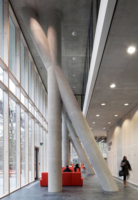 schmidt hammer lassen architects Concrete Columns Architecture, Concrete Column Design Exterior, Column Design Exterior Architecture, Concrete Structure Architecture, Column Design Exterior, Concrete Column Design, Off Form Concrete, Western Office, Interior Design Colleges