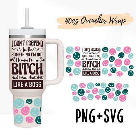 2 Designs 40oz Quencher Stanley tumbler Full wrap Like A Boss Adult Humor, Funny Adult | Mom 40 oz SVG Smiley | 40oz Silhouette Template 40 Oz Sublimation Tumbler, 40oz Tumbler Wrap, Crichton Ideas, Glass Tumbler Design, Inspirational Tumbler, Stanley Adventure, Silhouette Template, Stanley Tumbler, Custom Tumbler Cups