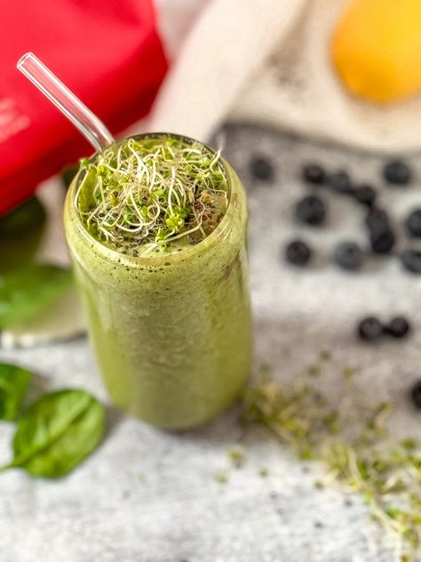 Gut Support Smoothie - Dr. Mark Hyman Biohacking Health, Bio Hacking, Dr Hyman, Smoothie Base, Dr Mark Hyman, Nutrition Motivation, Broccoli Sprouts, Health Bar, Healthy Microbiome