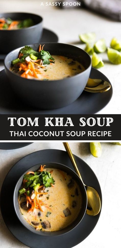 Thai Coconut Soup Vegetarian, Tom Kha Soup, Soup Thai, Vegetarian Thai, Thai Coconut Soup, Soup Vegetable, Tom Kha, Coconut Milk Soup, Vegetarian Soup Recipes