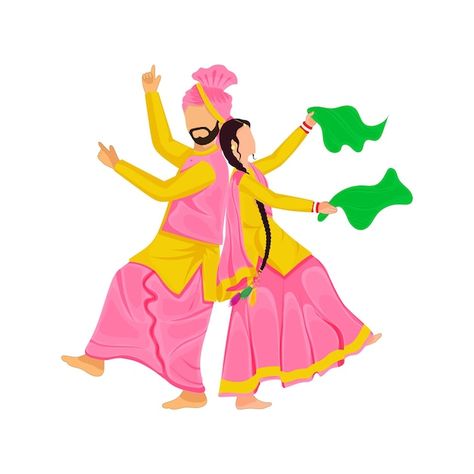 Gidda Dance Images, Punjabi Dance Drawing, Punjabi Lok Geet, Bhangra Dance Images, Bhangra Dance Drawing, Bhangra Drawing, Cartoon Face Couple Snap, Lohri Images, Cartoon Dresses