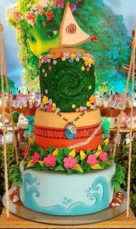 Moana Themed Birthday Party Decorations Diy, 1st Birthday Moana Theme, Moana 2 Cake, Moana Wedding Theme, Moana Sweet 16, Moana Third Birthday Party, Moana Birthday Party Ideas Cake, Moana Themed Birthday Party Decorations, Moana Quinceanera Theme