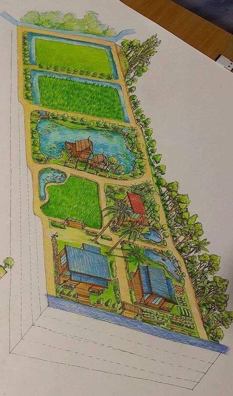 Village Plan, Garden Scooters, Farm Tourism, Smart Farm, Garden Site, City Sketch, Vegetable Farming, Farm Layout, Tutorials Drawing