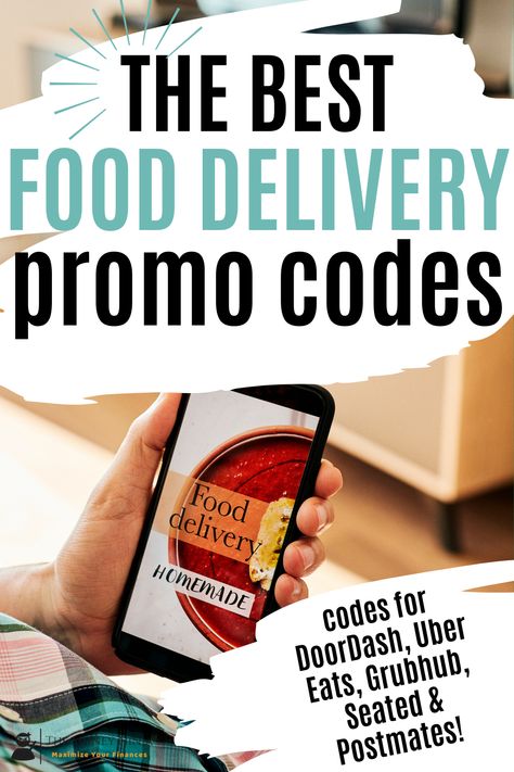 There are so many ways to save money on food delivery and takeout orders if you're just willing to take a second to look for something simple like a promotional code. Check out these promo codes for Seated, Uber Eats, DoorDash, Grubhub, and Postmates! These are the most well-known food delivery apps and they all routinely offer promo codes to let you save money on your food orders. Uber Eats Promo Code 2023, Doordash Promo Code, Door Dash Promo Code 2023, Doordash Promo Codes 2023, Door Dash, Save Money On Food, Free Promo Codes, Money Saving Meals, Popular Food