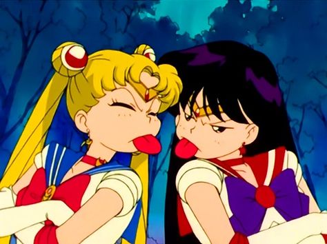 Day 4 - "best friendship?": Sailor Moon and Sailor Mars. They spend most of their time yelling at each other, but they care about each other like no other Sailor Moon Mars, Sailor Moon Screencaps, Sailor Senshi, Sailor Moon Character, Mahō Shōjo, Sailor Jupiter, Sailor Venus, Sailor Mars, Sailor Moon Crystal