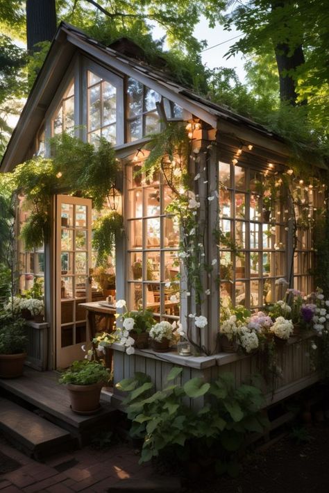 Chic Window Upcycling Vintage Window Greenhouse, Old Window Greenhouse, Veggie Storage, Fair Garden, Window Greenhouse, Recycled Window, Windows Ideas, Outdoor Greenhouse, Greenhouse Shed