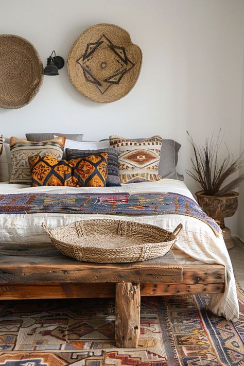 Mediterranean Interior, Design Your Bedroom, Boho Bedroom Ideas, Zen Room, Bedroom Bliss, Condo Decorating, Bohemian House, Boho Interiors, Vibrant Patterns