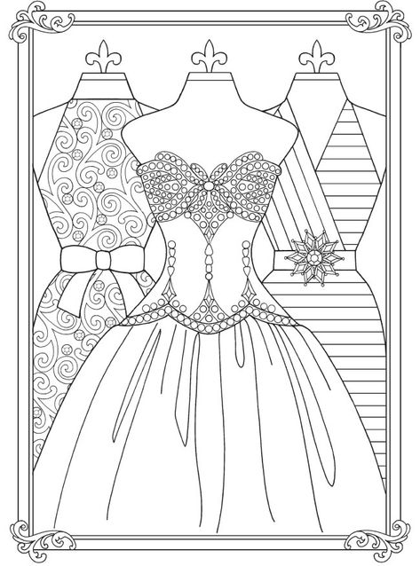 Fashion Coloring Pages, Fashion Coloring Book, Hand Dress, Adult Coloring Designs, Adult Colouring Pages, Dover Publications, Disney Coloring Pages, Flower Coloring Pages, Mini Drawings