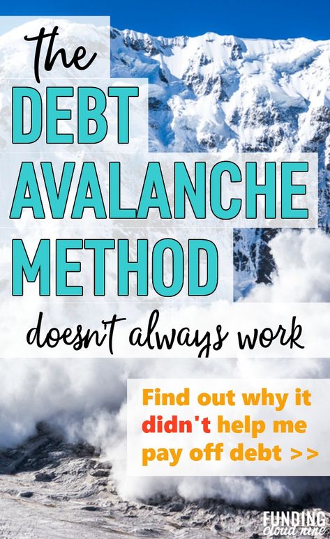 The Debt Avalanche Method is one way to pay off debt. But it's not always the best method to get out of debt quickly. Find out why it didn't work for me, and why the Debt Snowball Method helped me pay off my massive debt. Debt Avalanche Method, Debt Snowball Worksheet, Debt Avalanche, Debt Payoff Printables, Credit Debt, Debt Freedom, Eliminate Debt, Paying Off Credit Cards, Debt Snowball