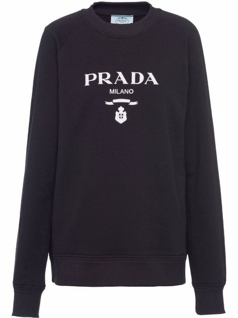 Prada Sweatshirt, Cotton Logo, Sweater Design, Printed Sweatshirts, Lana Del Rey, Logo Print, White Cotton, Printed Cotton, Casual Looks