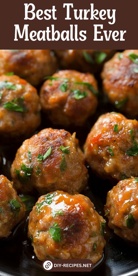 Try the best Turkey Meatballs ever! This recipe combines lean turkey, fresh parsley, and spices for a delicious and healthy dish that’s easy to make. The Best Turkey Meatballs, Turkey And Italian Sausage Meatballs, Stove Top Turkey Meatballs, Turkey Stuffed Meatballs, Best Turkey Meatballs Recipe, Easy Turkey Meatball Recipes, Ground Turkey Meals Healthy, Turkey And Beef Meatballs, Turkey Meatball Crockpot Recipes