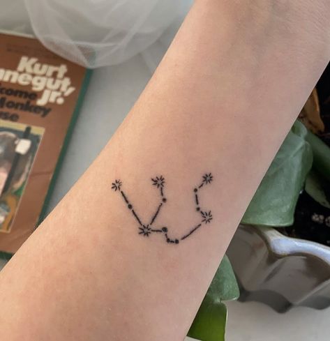 Aquarius Constellation Tattoo, Aquarius Constellation, Aquarius Tattoo, Constellation Tattoo, Constellation Tattoos, Leaf Tattoos, Maple Leaf Tattoo, Constellations, Triangle Tattoo