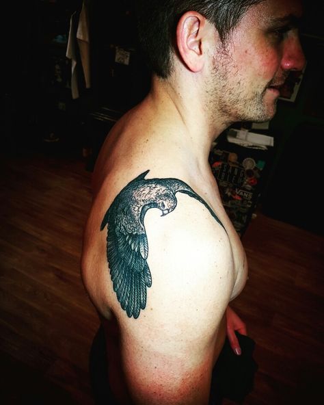 Bird Shoulder Tattoo Men, Hawk Shoulder Tattoo, Hawk Tattoo Feminine Shoulder, Shoulder Bird Tattoo, Hawk Tattoo Feminine, Bird Of Prey Tattoo, Animal Tatoos, Bird Shoulder Tattoos, Hawk Wings