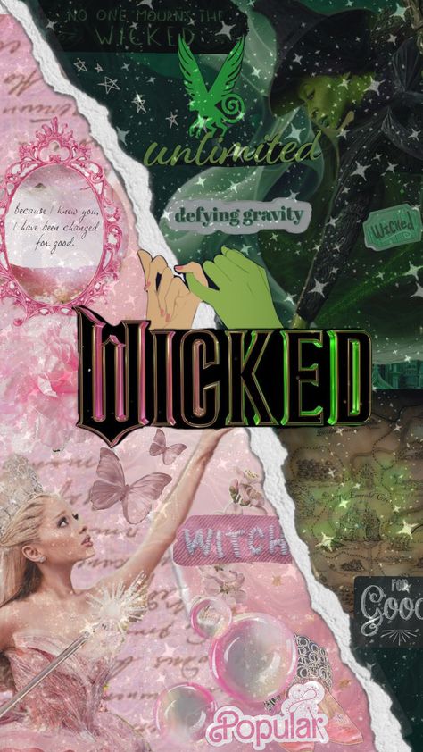 #Wicked #ArianaGrande #cynthiaerivo #broadway #movie #greenaesthetic #pinkaesthetic Wicked is my favourite Broadway show of all time and I can't wait to see it in 2 weeks ✨️✨️ Because I knew you...I have been changed for good 🩷💚 Wicked Profile Picture, Wicked Collage Wallpaper, Wicked Glinda Inspired Nails, Wicked Wallpaper Ipad, Wicked Desktop Wallpaper, Wicked Movie Wallpaper, Glenda Aesthetic, Wicked The Movie, Wicked Movie Aesthetic