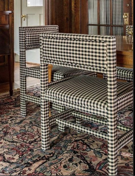 Gingham Dining Chairs, Plaid Dining Chairs, Gingham Chair, Electric Colors, Maximalist Decor, Dream House Decor, Interior Inspo, House Inspo, Dream Home Design