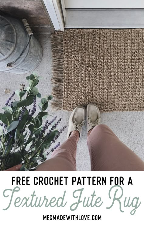 Free Crochet Pattern for a Textured Jute Rug — Megmade with Love Crochet Hot Pads, Crochet Rug Patterns, Crochet Rugs, Rug Patterns, Beginner Crochet Projects, Crochet Home Decor, Modern Crochet, Crochet Rug, Diy Crochet Projects