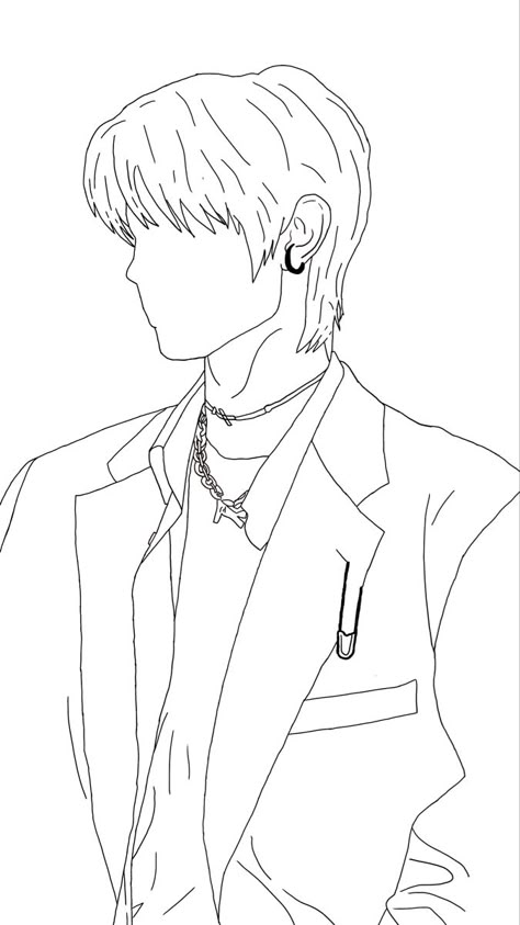 K Pop Sketches Easy, Easy Enhypen Drawings, Enhypen Outline Drawing, Sunghoon Drawing Easy, Enhypen Line Art Drawing, Enhypen Sketch Easy, Kpop Outline Drawing, Enhypen Line Art, Sunghoon Sketch