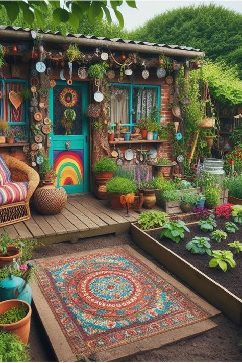 Welcome to a groovy collection of hippie garden ideas! From peaceful pathways to whimsical wind sculptures, discover how to infuse your outdoor space with bohemian charm and vibrant creativity. Boho decor, backyards, outdoor spaces, small, DIY, patio, farmhouse, landscaping, boho theme.